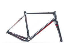 Rama gravel Freak Carbon v.1 szaro-czerwona (rama, widelec, stery), 142x12mm; 100x12mm