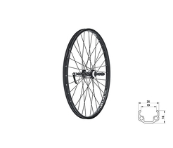 Koło tył Kellys KLS Wasper Freewheel  V-brake R, 24", black
